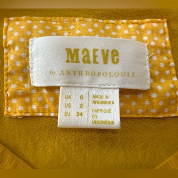 Maeve By Anthropologie Artemis Yellow Belted Asymmetric Midi Dress Size 2 - Picture 10 of 14